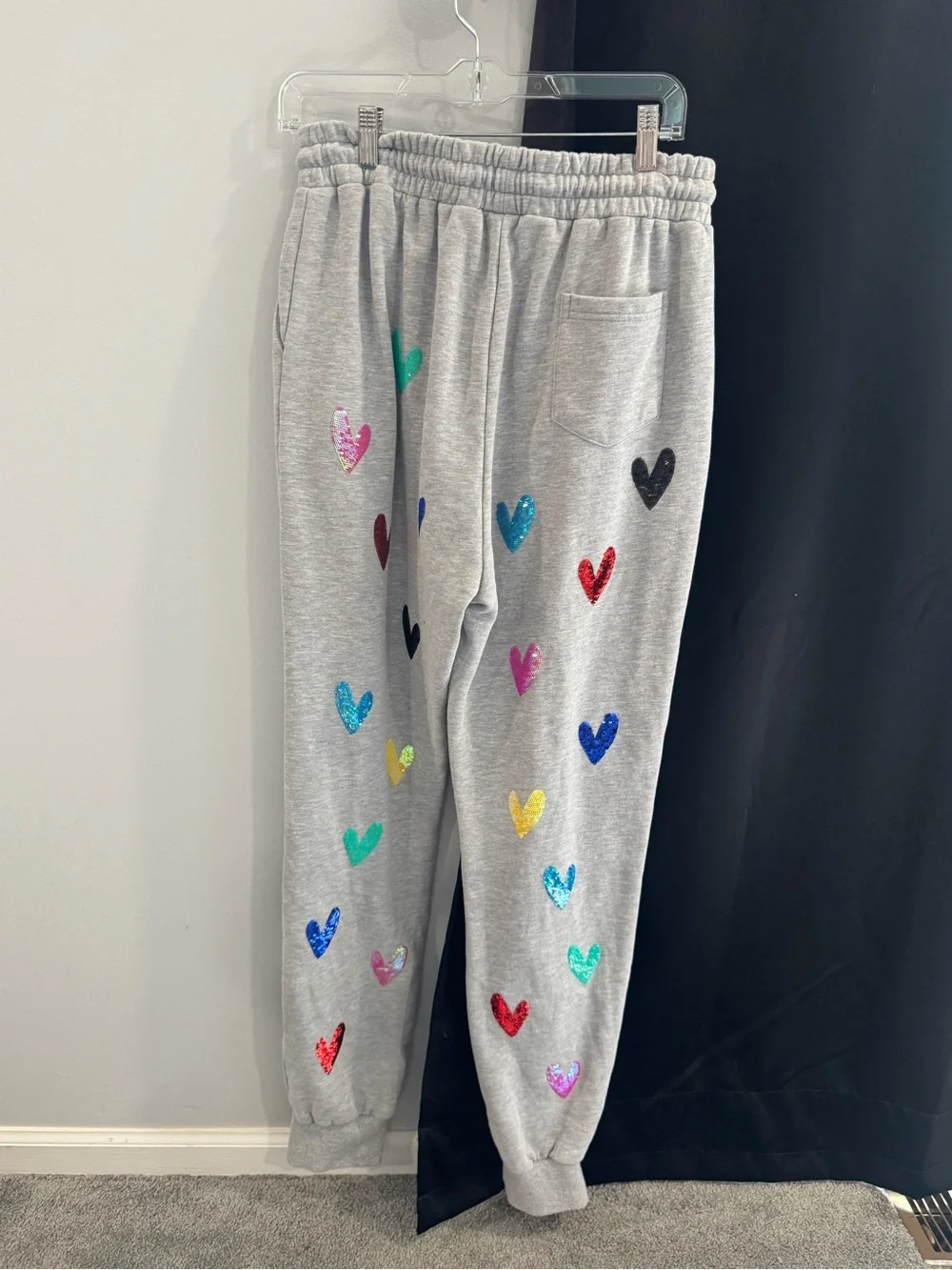 Queen of Sparkles Grey Heart Sweatpants and Sweatshirt Set - Picture 5 of 9